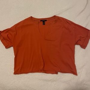 Orange Boxy Cropped Tee with Notch